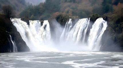 Fototapeta premium Majestic Waterfall Cascading Down Rocky Cliffs