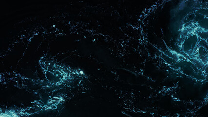 texture of water on black background, Water in night time. Drops of water falling