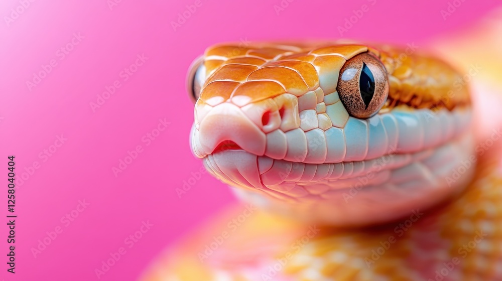 Poster detailed close-up of a bright and colorful snake, displaying its unique patterns and textures, encap