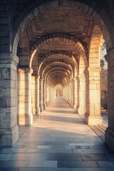 Fototapeta premium the grandeur of the stone aqueduct in Istanbul, its impressive arches leading the eye through the scene and into the horizon