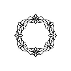 Decorative circular wreath floral frame composed of artistic flowers.