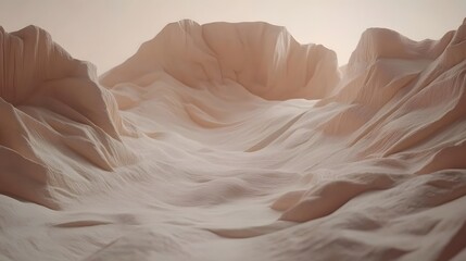 Abstract Beige Fabric Mountain Landscape, AI Generated