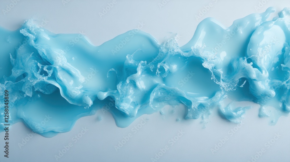 Poster an abstract composition showcasing swirling shades of blue liquid, creating an energetic flow and mo
