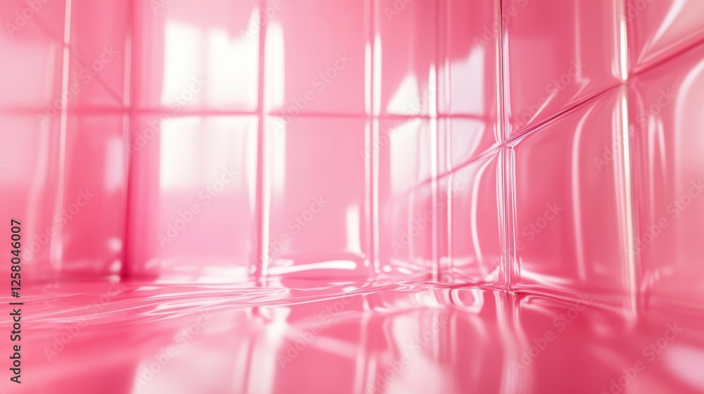 Poster an abstract image showcasing glossy pink surfaces with soft reflections, creating a mesmerizing visu