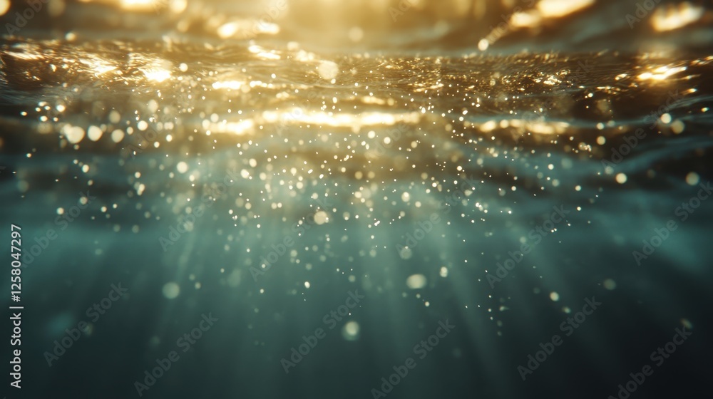 Aufkleber this mesmerizing underwater image showcases the play of light and shimmering particles, creating an 