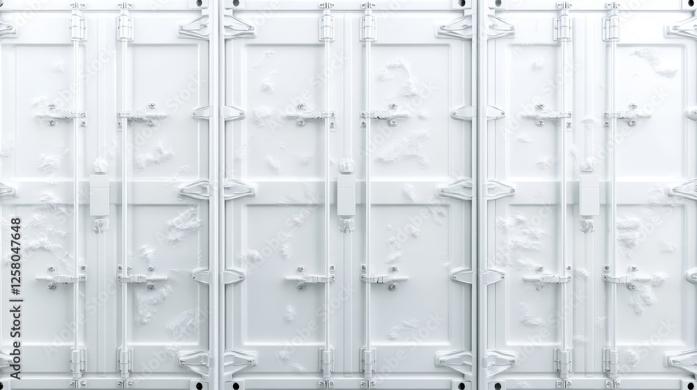 Poster this image presents a set of white containers with a textured surface, arranged neatly, emphasizing 