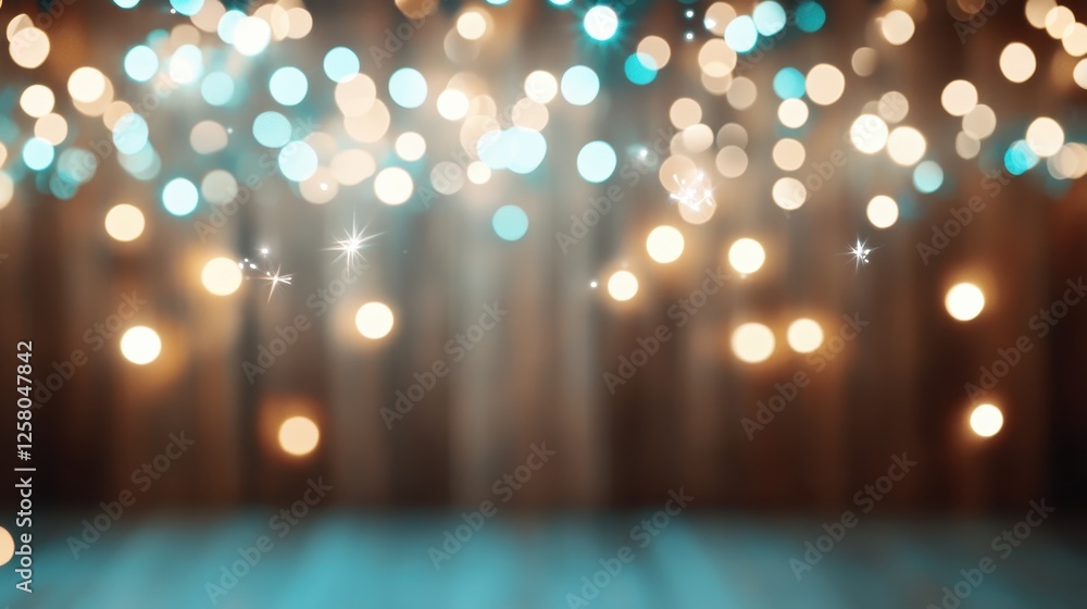 Aufkleber a mesmerizing blur of shimmering bokeh lights showcasing a captivating mix of warm and cool tones, p