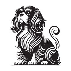 Maltese silhouette showcasing its elegant and compact build - Maltese illustration - minimal Maltese vector - dog silhouette
