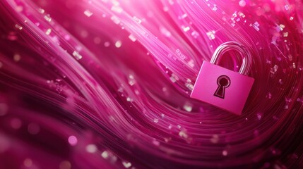 Conceptual illustration of data security with a padlock symbolizing protection amidst digital data streams.