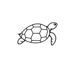 Minimalist Illustration of a Sea Turtle, Isolated on White Background: A simple illustration of a sea turtle is presented against a white background, highlighting the design's simplicity.