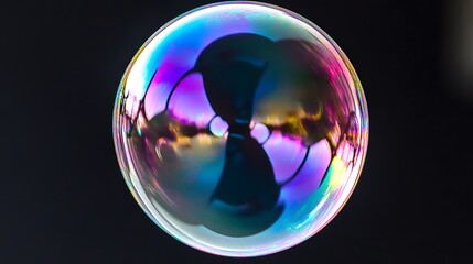 Vibrant iridescent soap bubble macro photography