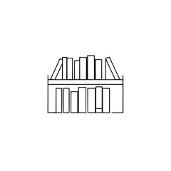 Minimalist Black & White Line Art: Bookshelf Silhouette with books on two shelves.