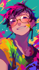 Fototapeta premium cute character punk girl posing