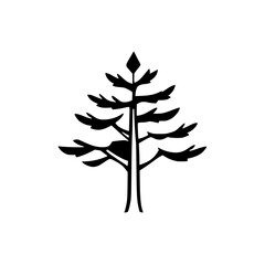 Minimalist Evergreen Tree Silhouette Against White Backdrop