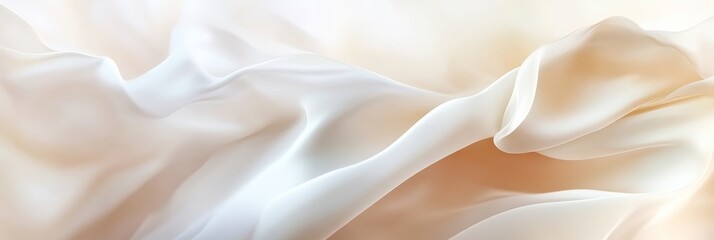 Obraz premium Delicate Flowing Beige Fabric, Smooth Soft Textile Waves, Minimalism With Pastel Colors