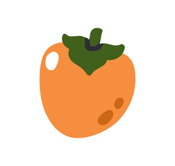 Persimmon, exotic tropical fruit. Fresh natural food, ripe organic eating. Vitamin nutrition. Persimon icon. Colored flat graphic vector illustration isolated on white background