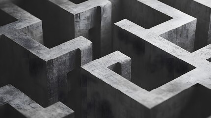 Abstract 3D Concrete Maze Pattern Texture Background