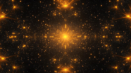 Obraz premium Stunning Golden Celestial Burst Fractal Art Awe Inspiring Starry Night Galaxy Background