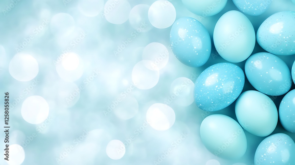 Poster delicate easter eggs with soft focus bokeh background creating serene holiday atmosphere