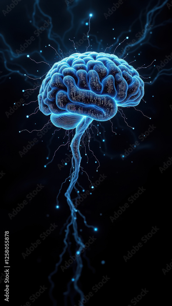 Poster an artistic representation of artificial intelligence or advanced cognitive processes, featuring a v