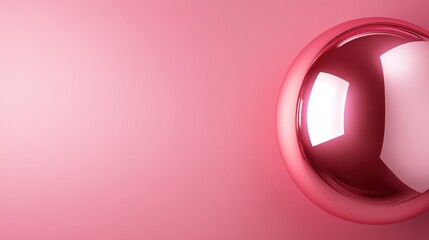 A striking pink reflective sphere set against a smooth transition from light pink to white, embodying modern elegance and inviting creativity through its vibrant color.