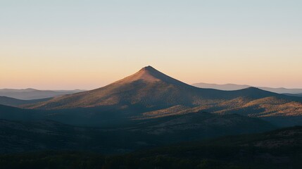 Majestic Mountain Landscape at Sunset,  Serene Hilltop View