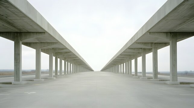 Endless Concrete Columns and Parking Structure Perspective