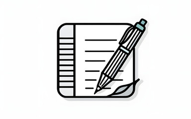Stylized Pen and Paper Icon for Creative Writing, Notes, and Organization