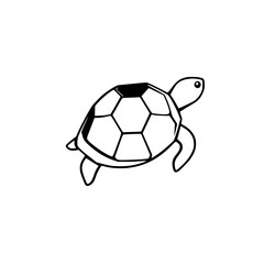 Obraz premium Stylized, black-and-white illustration of a turtle with a turtle-shell-like pattern, set on a white background.