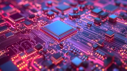 Obraz premium Closeup Circuit Board Technology Digital Microchip