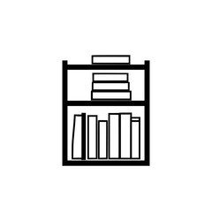 Clean, Minimalist Bookshelf with Books. A monochromatic vector illustration of a bookshelf filled with books and objects.