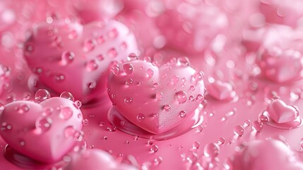 Sparkling Pink Crystal Hearts Hanging in Light