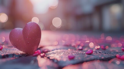 Sparkling Pink Crystal Hearts Hanging in Light