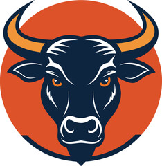 bull head silhouette on retro vintage background