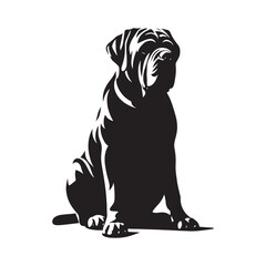 Classic Mastiff silhouette featuring a strong and muscular frame - Mastiff illustration - minimal Mastiff vector - dog silhouette
