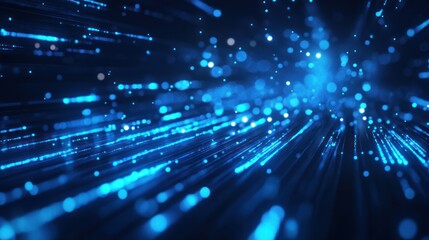 Blue background with futuristic glowing lines, sci-fi aesthetic