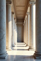 Imposing marble columns, neoclassical architecture, authority, stone