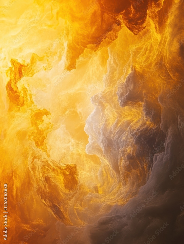 Poster Swirling clouds on Venus reveal an ethereal atmosphere bathed in golden sunlight creating a mesmerizing celestial view. Generative AI