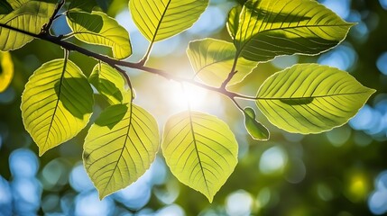 Sunlight Through Green Leaves Nature Photography