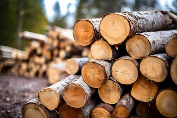 Fototapeta premium photograph of Close-up of a pile of logs, logs, forestry industry
