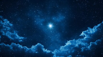 Obraz premium Stunning Night Sky with Bright Star and Cloudscape