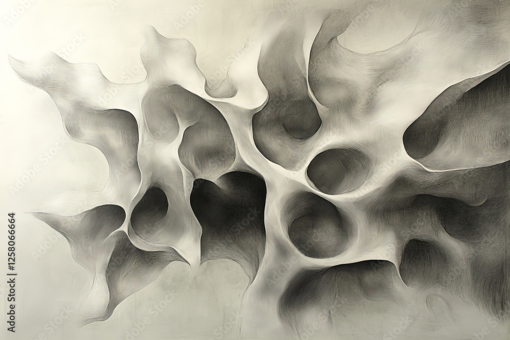 Aufkleber intricate abstract design featuring fluid shapes and shadows on a textured background