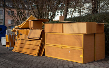 Household clearance Old furniture on the street for bulky waste for recycling