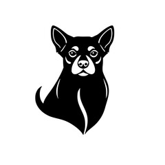 [Detailed depiction of a black Chihuahua dog. Vector icon illustration]