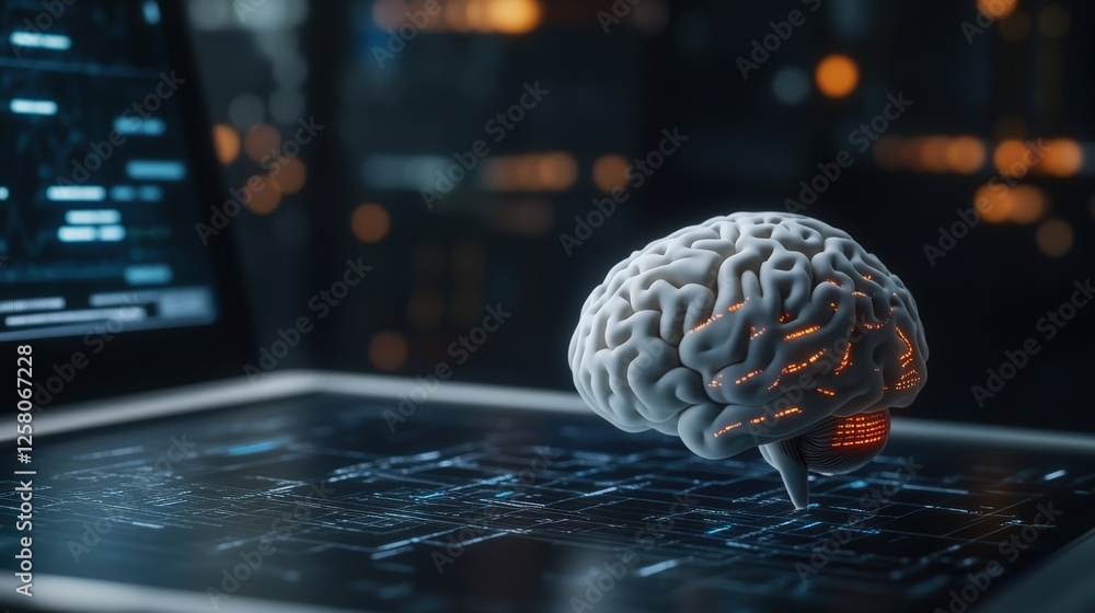 Aufkleber Conceptual Visualization of Brain with Digital Circuit Integration