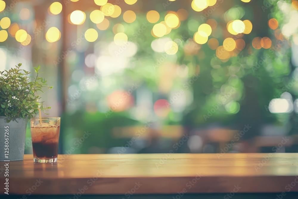 Poster blurred bokeh lights in warm tones creating a dreamy background.