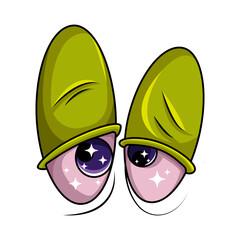 Drunk, weed, tired and sleepy cartoon eyes vector