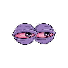 Drunk, weed, tired and sleepy cartoon eyes vector
