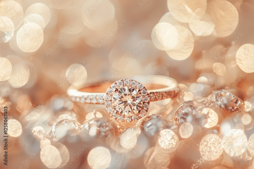 Poster blurred bokeh lights in warm tones creating a dreamy background.