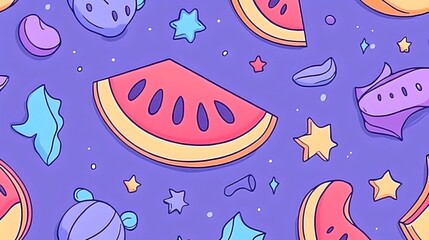 Cute Watermelon Summer Fruit Pattern Background
